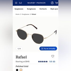 Warby Parker “Rafael” Round Metal Sunglasses in Gold
